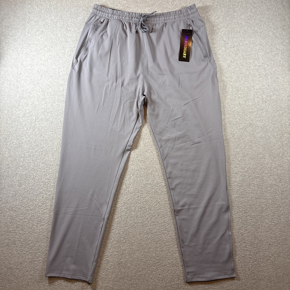 Parisdiary Men's Breathable Activewear Gray Pants Sz 2XL NEW (Broken Back Zipper